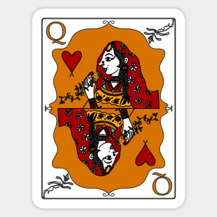 Indian Queen Of Hearts Desi Girl Black Background Sticker